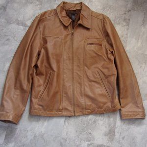 size large womens   leather tan casual dress coat jacket